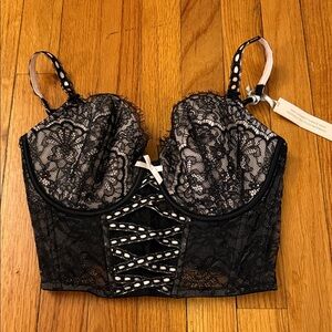Victoria's Secret Black Lace Corset Bra